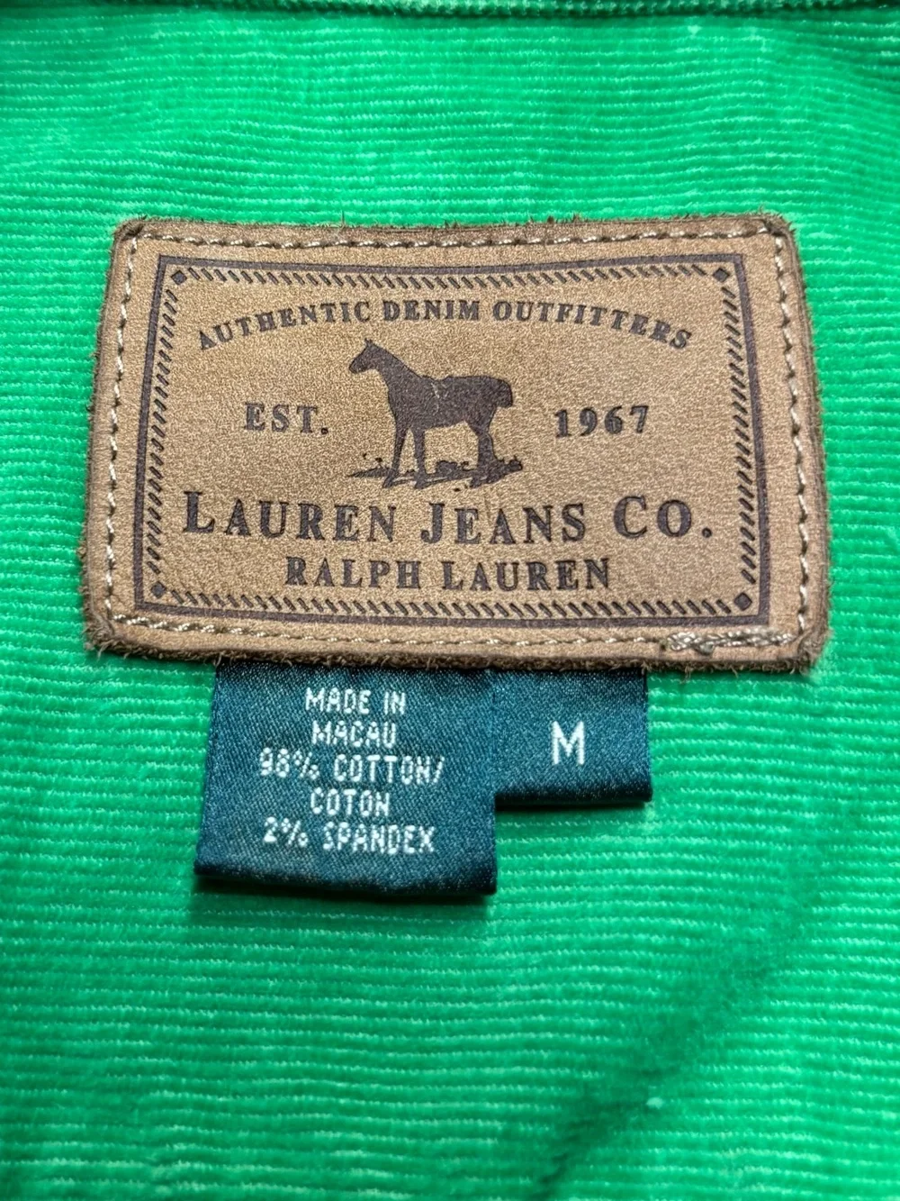 Lauren Jeans Co. Lime Green Corduroy Jacket Size M Gold Buttons 100% Cotton - Picture 11 of 15